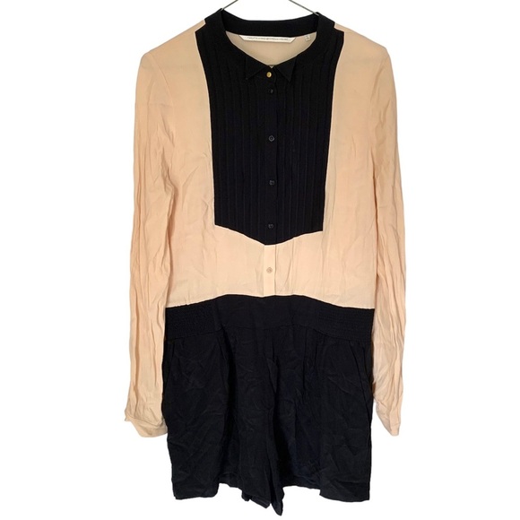Twelfth Street by Cynthia Vincent Silk Cream Black ButtonDown Romper EUC Size -M - Picture 4 of 8